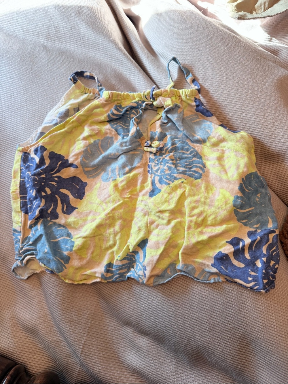 Zara Yellow & Blue Tropical Print Crop Top